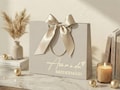Personalized Bridesmaid Gift Bag with Name, Elegant Ribbon Bridesmaid Proposal Gift Bag for Wedding Bridal Party