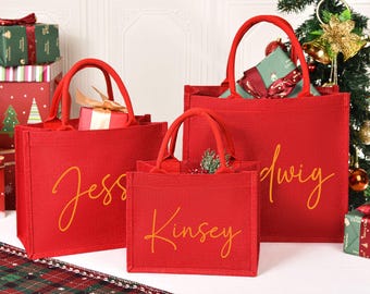 Personalized Christmas Gift Bags, Red Gift Bags,Xmas Gift Bags, Christmas Party Bags,Christmas Sacks,Custom Christmas Gift Bag,Christmas Eve