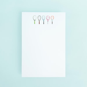 Tennis Rackets Notepad | Tennis Gift Stationery Watercolor
