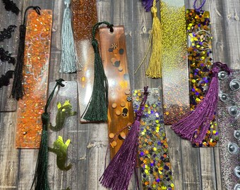 5.5 Inch Resin Bookmarks One of a Kind Great Gift Stocking Stuffer Mothers Day Halloween theme