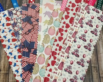 Holiday Easter Fourth of July Valentines Day Fabric Bookmarks