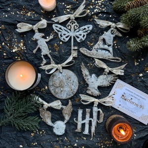 Wizard Christmas Ornaments: Harry Style Resin Baubles, Gold Accents