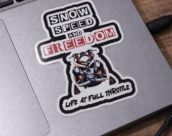 nieve, velocidad, libertad, moto de nieve, pegatina, pegatinas
