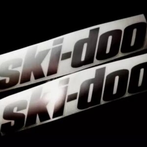 May include: Two black and white vinyl decals with the text "Ski-Doo" in a bold, stylized font.