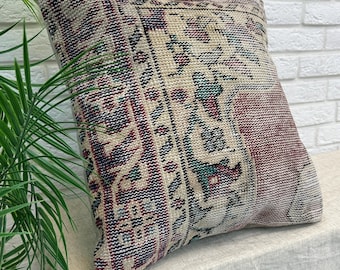 Handwoven Kilim Pillow, 20x20" Turkish Kilim Pillow, Vintage Kilim Pillow, Boho Kilim Pillow, Home Decor, Pillow Cover, Cushion Cover