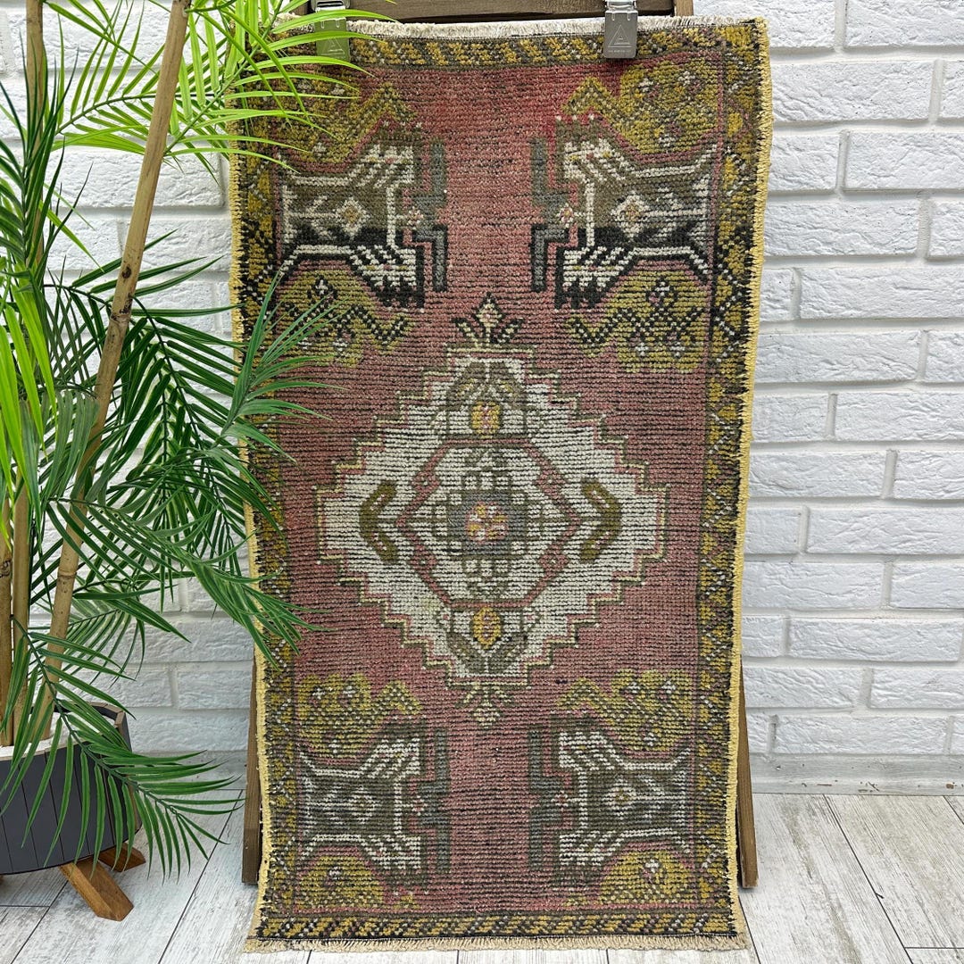 Vintage Red Kitchen Rug, 1x3 Handmade Area Rug, Old Wool Rug, 1x3 ...