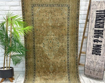 3x6 Vintage Area Rug, Antique Handmade Rug, 3x6 Beige Turkish Rug, Living Room Rug, Oushak Rug, Antique Anatolian Rug, Bedroom Rug 3x5.6 ft