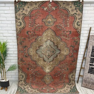 Turkish Area Rug, Aesthetic Vintage Rug, Vintage Area Rug, Handmade Turkish Rug, Antique Rug, Rug For Living Room, Oushak Rug, 4.7x7.3 ft