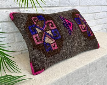 16x24 Decorative Vintage Pillow, Handmade Pillow, Kilim Pillow, Turkish pillow, Kilim Cushion, Authentic Pillow, Boho Pillow, Pillow Cover