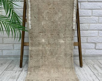 1x3 Beige Vintage Rug, Handmade Turkish Rug, 1x3 Small Turkish Rug, 1x3 Doormat Rug, Farmhouse Rug, Small Bohemian Rug, Bathroom Rug 1.5x3