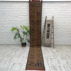 2x11 Green Runner Rug, Floral Runner Rug, 2x11 Turkish Runner Rug, Handmade Oushak Rug, Vintage Corridor Rug, Kitchen Rug, 1.7x11.4 ft