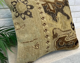 20x20 Decorative Throw Pillow, Turkish Rug Pillow,Couch Pillow, Vintage Pillow, Decorative Pillow Cover, Kilim Cushion,Ethnic Pillow