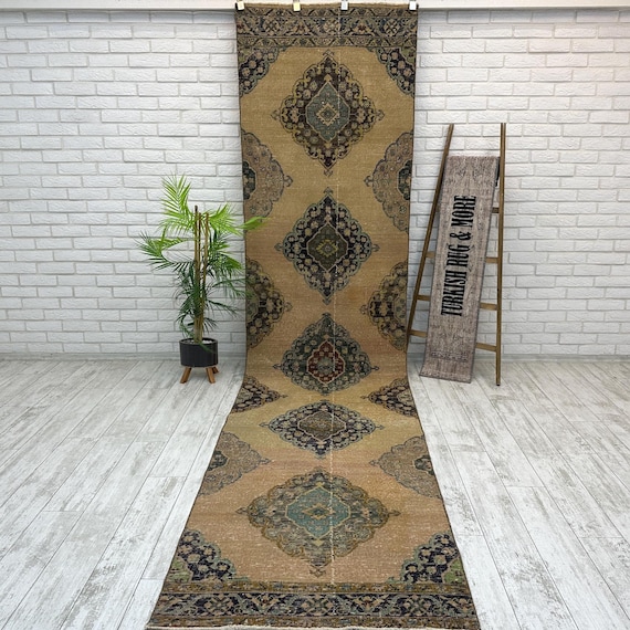 3x13 Runner Rug, Oushak Runner Rug, Vintage Rug, Turkish Runner, Oushak Rug, Bohemian Rug, Oushak Rug, Anatolian Rug, Vintage Rug, Entry Rug