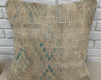 Vintage Bohemian Pillow Cover 20x20", Handmade Rug Pillow Cover, Boho Decorative Pillow Cover, Kilim Cushions, Ethnic Pillow, Kilim Pillow