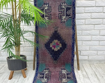 Vintage Badezimmer Teppich, 1x4 Handgefertigter Küchen Teppich, Alter Wollteppich, 1x4 Fußmatte, Türkischer Mini Teppich, Oushak Fußmatte, Türkischer Teppich, 1,6x1,3 m