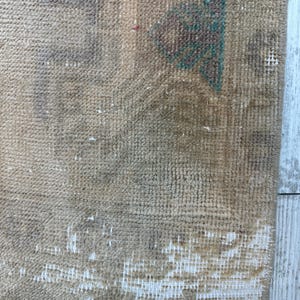 Kleiner Vintage Türteppich, Türteppich, Handgemachter Teppich Küchenteppich, Wollteppich, Handgeknüpfter Wollteppich, 1x3 Fußteppich Bild 7