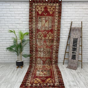 Handmade Rugs For Kitchen, Primitive Rug, Oushak Wool Rug, Antique Rug, Treads Runner Rug, Hallway Runner, Turkish Vintage Rug, Wool Rug