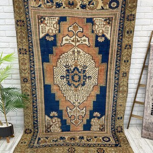 Brauner Bauernteppich, Vintage Handgewebter Teppich, Außenteppich, Türkischer Teppich, Orientteppich, Handgemachter Oushak Teppich, 1,5 x 2,5 cm Bild 2