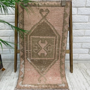 Tapis miniature naturel, tapis de petite surface, mini tapis Oushak, paillasson, tapis nomade, petit tapis marocain, tapis aztèque, petit tapis d'entrée