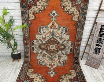 37×37 八角形ラグ 赤えんじ×ネイビー トルコヴィンテージラグ