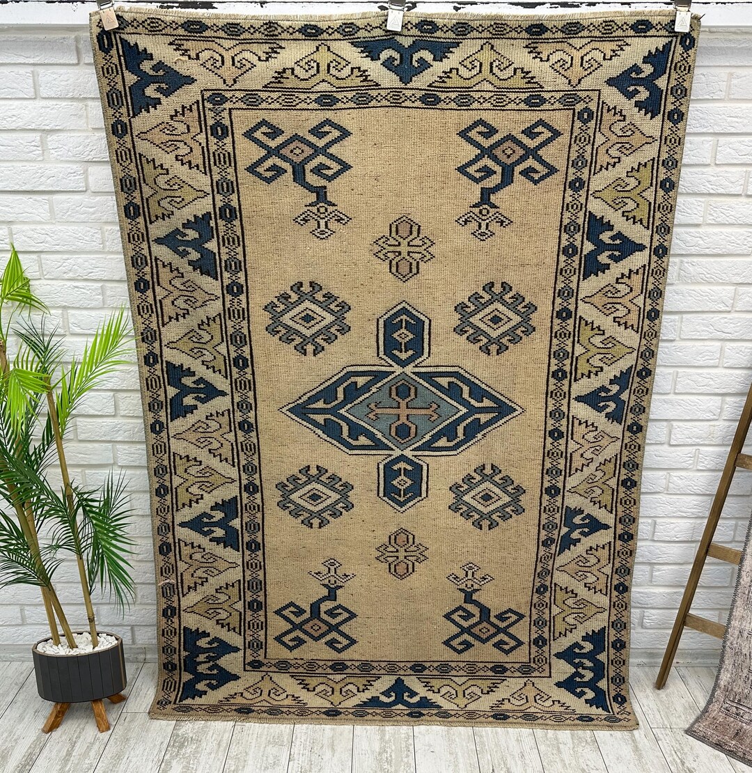 4x6 Vintage Floral Rug, Antique Turkish Rug, 4x6 Brown