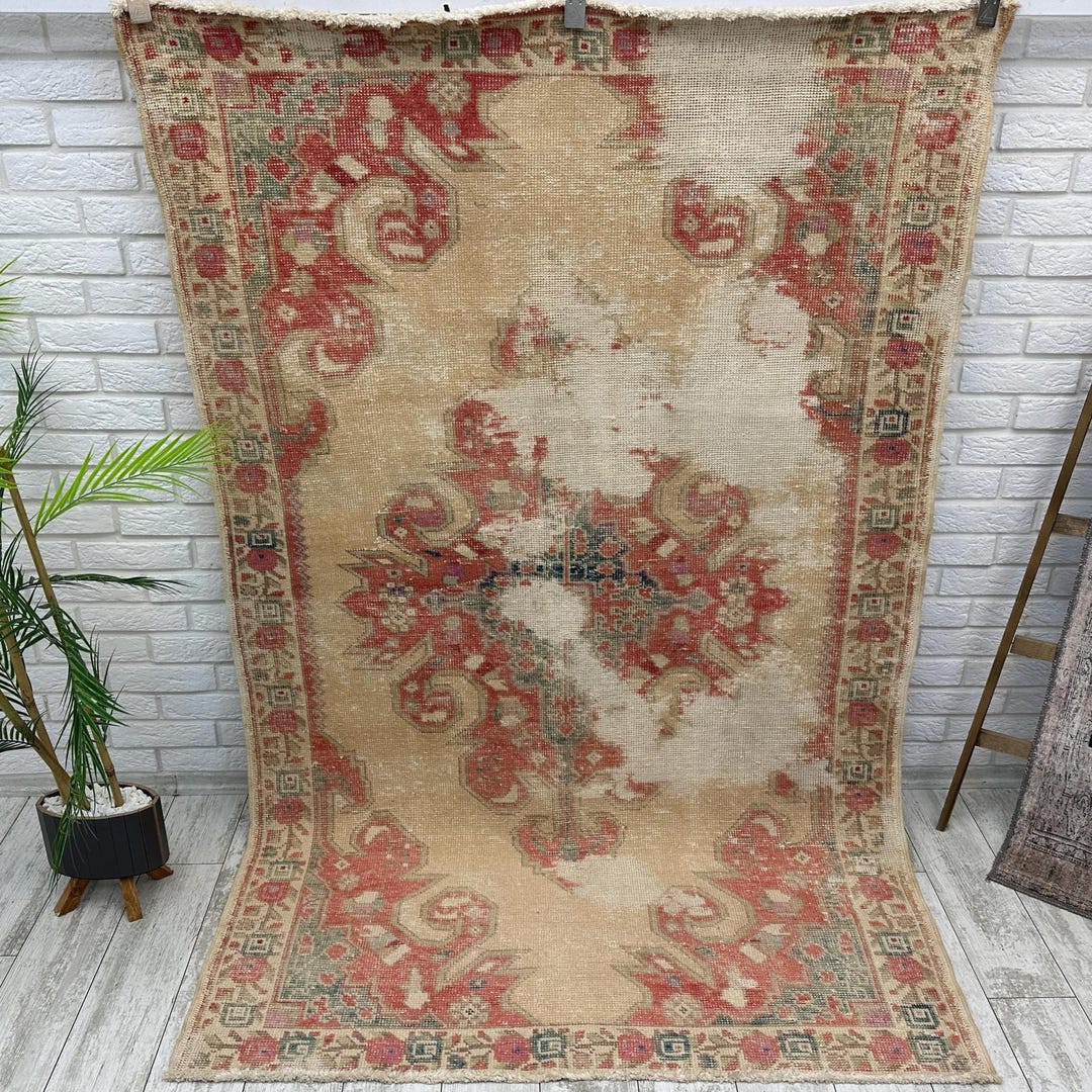 47x70 Inch Rug 4x7 Handmade Vintage Rug, 4x7 Turkish Rug, Oushak Rug, Area Rug, Living ...