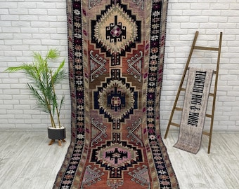 4x10 Handcrafted Turkish Runner Rug, Handmade Runner Rug, Puffy Turkish Runner Rug For Hallway, 3x12 Feet Rug, Long Hallway Rug, 4.1x10.4 ft