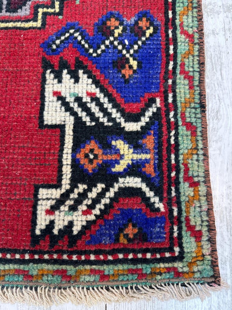 1x3 Vintage Small Rug, Handmade Brown Rug, 1x3 Vintage Doormat Rug ...