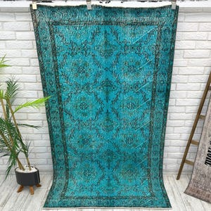 3x6 Oushak Vintage Rug, Wide Runner Rug, Wool Turkish Runner Rug, Handmade Oushak Rug Runner, Vintage Runner Rug, Hallway Rug, 3.7x6.5 ft