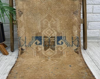 1.5x4 Ft, TURKISH Rug, Vintage Rug, Oushak Rug, Wool Rug, Handmade