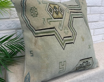 Vintage Bohemian Pillow Cover 20x20", Handmade Rug Pillow Cover, Boho Decorative Pillow Cover, Kilim Cushions, Ethnic Pillow, Kilim Pillow