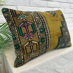 16x24 Orange Pillow Cover, Handmade Wool Decor Pillow, 16x24 Moroccan Rug Pillow, Colorful Pillow, Boho Decor Rug, Vintage Pillow Case