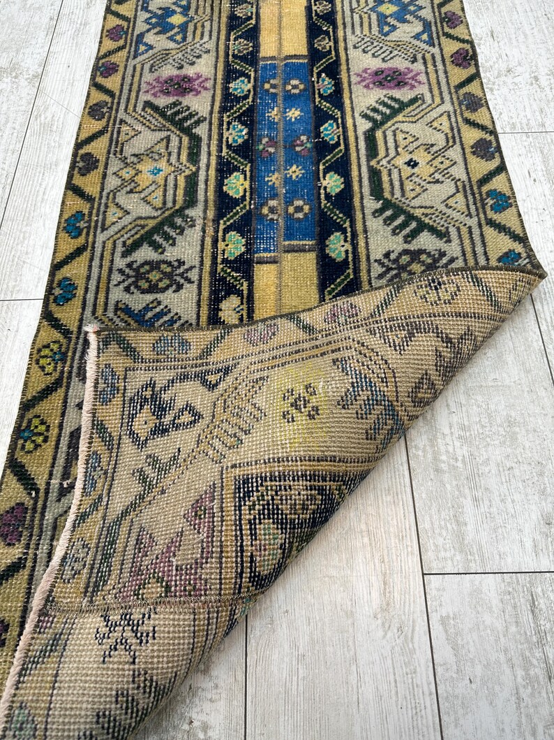 Handcrafted Turkish Runner Rug, Handmade Runner Rug, Puffy Turkish Runner Rug For Hallway, Feet Rug, Long Hallway Rug, Bohemian Rug image 10