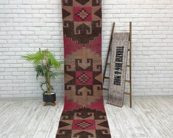 2x10 Vintage Wool Rug, Handmade Runner Rug, 2x10 Moroccan Turkish Runner Rug, Bohemian Runner Rug, Kitchen Decor Rug, Boho Rug, 2.3x10.3 ft