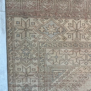 Tappeto rosa da fattoria 5x9, tappeto vintage fatto a mano, tappeto turco Oushak, tappeto grande, tappeto orientale da soggiorno, tappeto rettangolare in lana 5,7x9 piedi immagine 8