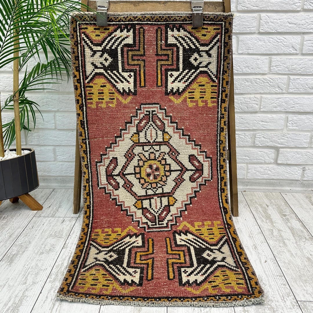 Small Wool Rug, Aesthetic Rug, Handmade Rug, Small Bathroom Rug, Turkey ...