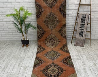 Primitive Rug, Oushak Runner Rug, Antique Rug, Corridor Rug, Worn Rug, Handmade Turkish Rug, Stair Runner, Vintage Rug, Office Rug
