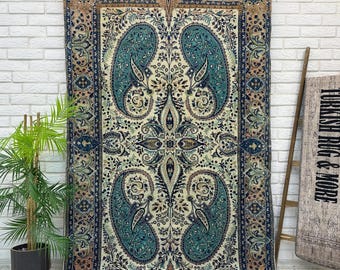 Vintage Oushak-Teppich, handgeknüpfter türkischer Wollteppich, 4x7 Fuß (131x216 cm)