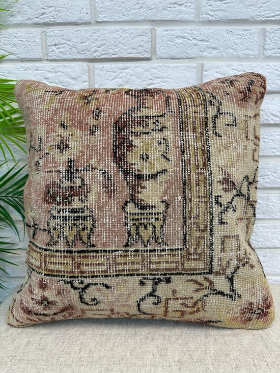 20x20 handgefertigtes Vintage Kissen, Teppich Kissenbezug, 20x20 Kissenbezug, marokkanisches Kissen, Boho Decor Kissen, Kissenbezug, Home Decor