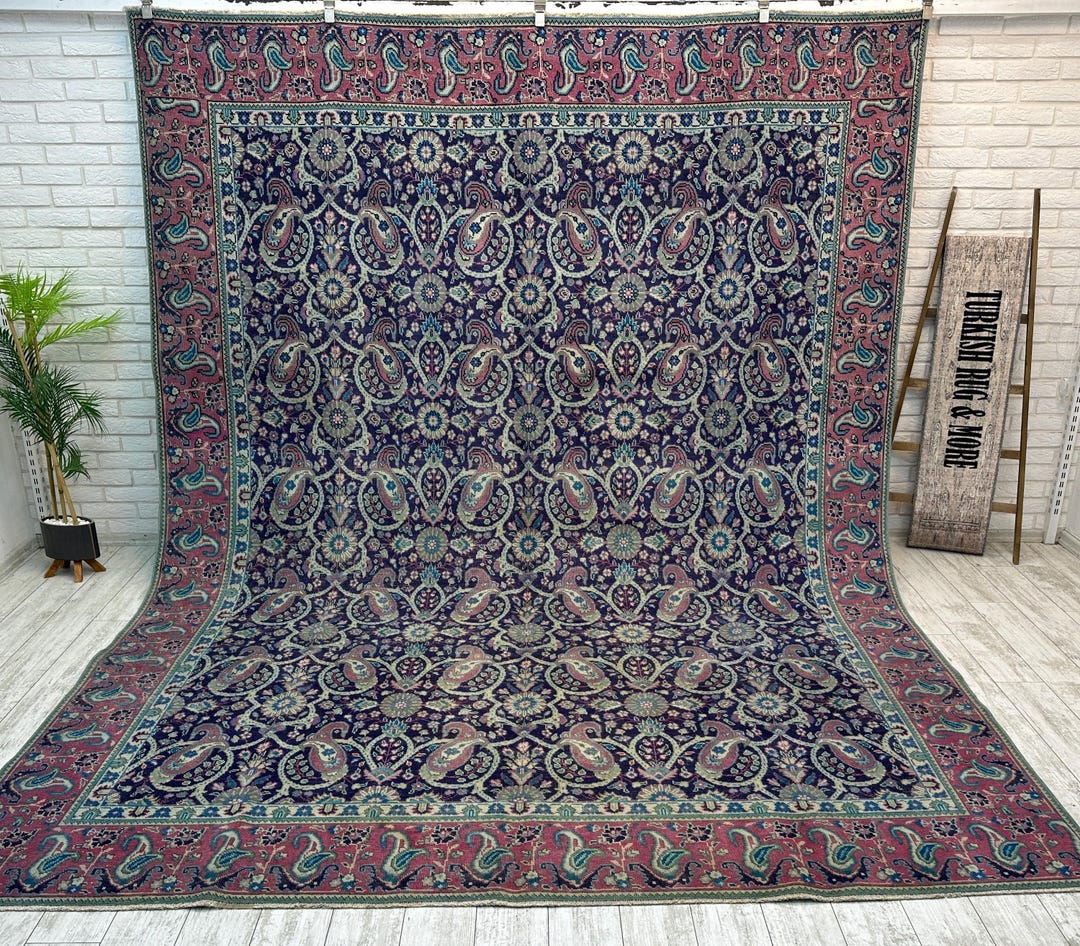 専用です　ViNTAGE TURKiSH RUG 9x12 Vintage Handmade Turkish Rug, Distressed Pink Beige Medallion