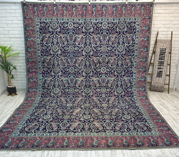 56×138 ViNTAGETURKiSH RUG 9x12 Vintage Handmade Turkish Rug, Distressed Pink Beige Medallion