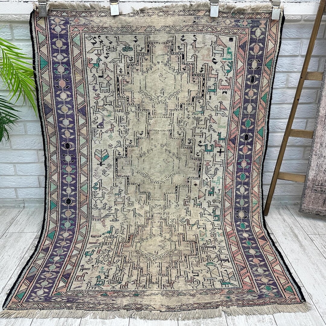 3x5 Anatolian Rug, Bedroom Rug, Special Design Rug Vintage Rug, Antique ...