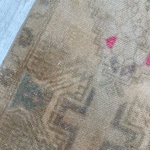 Kleiner Vintage Türteppich, Türteppich, Handgemachter Teppich Küchenteppich, Wollteppich, Handgeknüpfter Wollteppich, 1x3 Fußteppich Bild 2