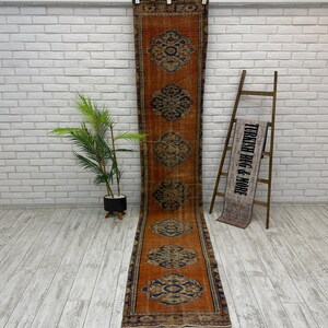 Rugs For Kitchen, Handknotted Runner Rug, Oushak Wool Rug, Antique Rug, Treads Runner Rug, Hallway Runner, Turkish Vintage Rug, 2.2x11.5 ft