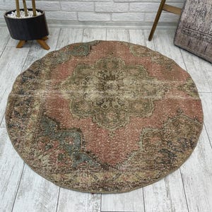 79cm ROUND ViNTAGE TURKiSH RUG