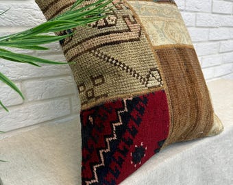 20x20 Decorative Vintage Pillow, Handmade Pillow, Kilim Pillow, Turkish pillow, Kilim Cushion, Authentic Pillow, Boho Pillow, Pillow Cover