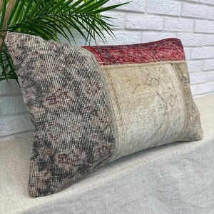 Kussensloop patchwork kelim, 16 x 24 handgemaakt vintage kussen, kleurrijk boho-bankaccent, tribal tapijtstof kussen, eclectisch interieurdecor