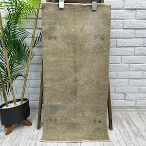 Ausgeblichener Badezimmerteppich, kleiner Teppich, Türkischer Wollteppich, Boho Teppich, Wollteppich, Küchenteppich, kleiner Teppich, 40x100cm, Boho Teppich