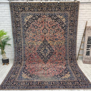 7x10 Vintage Turkish Rug, Handmade Large Area Rug, Distressed Persian Style Carpet, Bohemian Oriental Rug for Living Room or Bedroom