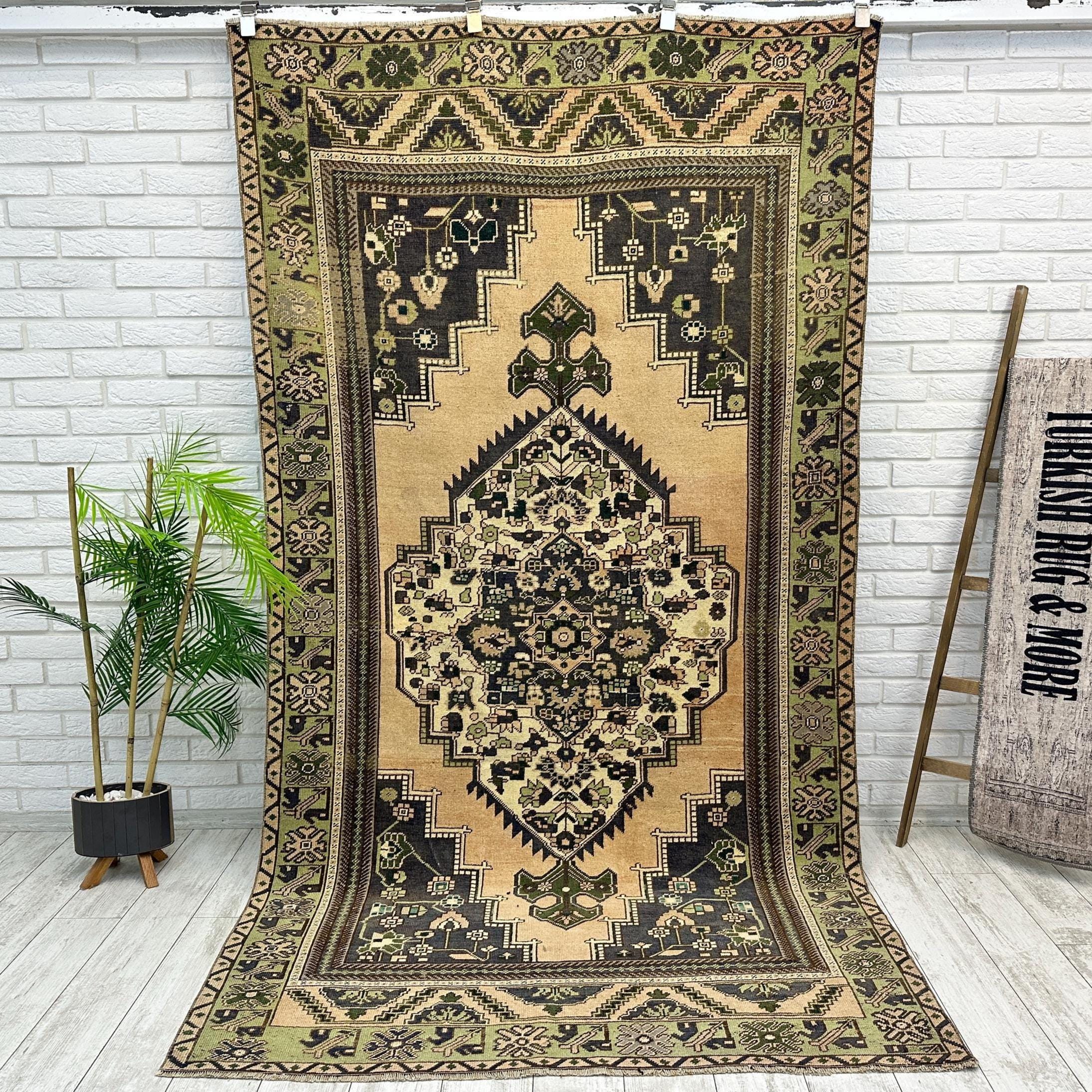 5x9 Turkish Rug, Pink Area Rug, Vintage Oushak Rug, Rustic Rug, Boho Rug, Living Room Rug, 5x9 Antique Rug, Kitchen Rug, Decor Rug 4.8x9 ft